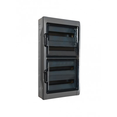 LEGRAND 601988 Шкаф настенный 4 ряда, 72 модуля, с затемненной дверцей, с клеммными колодками, IP 65, светло-серый, Plexo