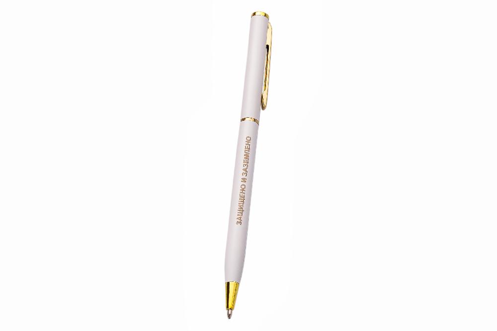 ZZ-009-509 Ручка шариковая ZANDZ (корпус белый/хром, металл, SLIM)