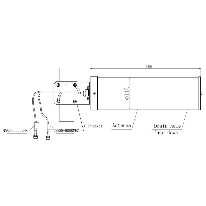 KADAMM APW496016 — двухдиапазонная направленная антенна Wi-Fi 4900–5500 / 5500–6000 МГц, 16 дБи, 1 порт